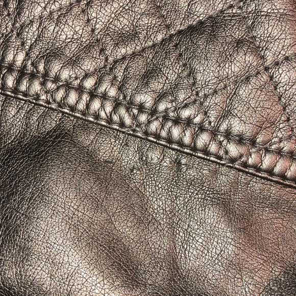 Chico’s Bronze Metallic Faux-Leather Jacket - Picture 9 of 9